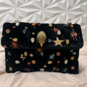 Kurt Geiger Black Velvet Crossbody with Colorful Embellishments